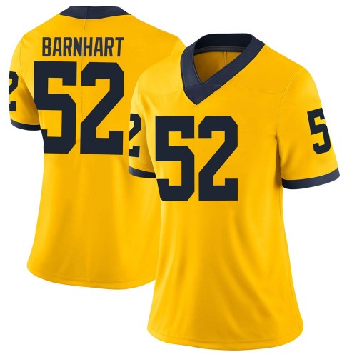Karsen Barnhart Michigan Wolverines Women's NCAA #52 Maize Limited Brand Jordan College Stitched Football Jersey ZHI4354TL
